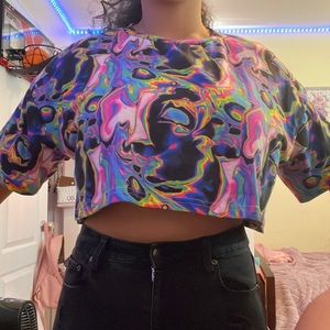 Reflective Allover Print Crop Tee (glows)